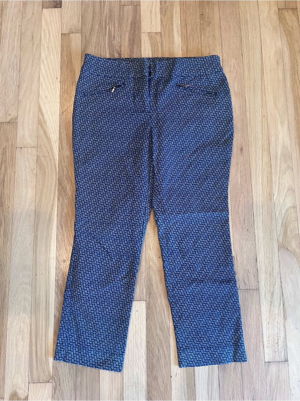 Ann Taylor Navy Geometric Boot-Cut Pants